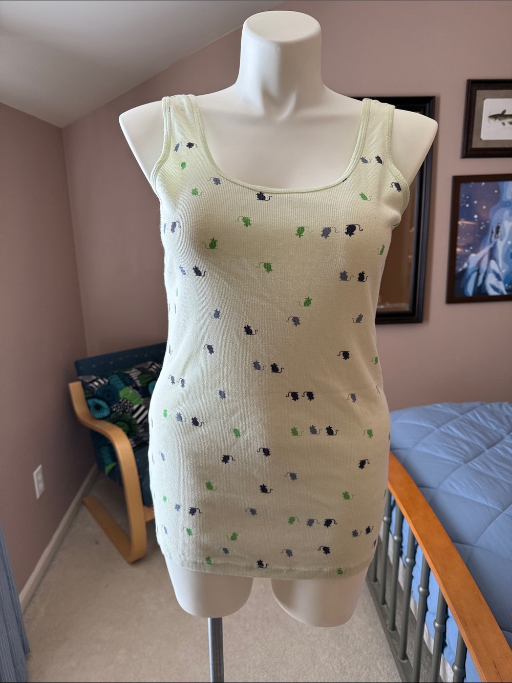 Vintage Deliaβs Sleeveless Scoop Neck Mouse Tank Top-XL